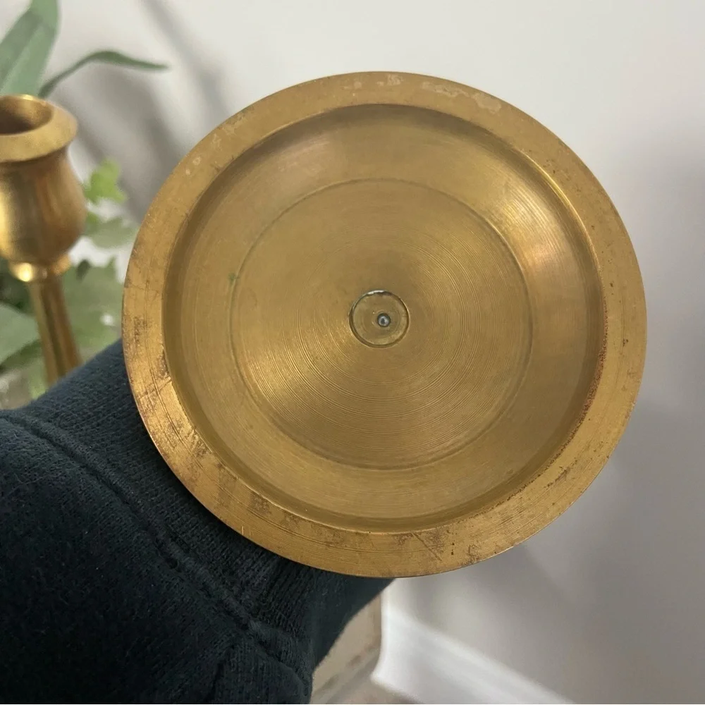 Heavy Metal Vintage Brass Dinner Candle Holders, Set of 2 - Picture 3 of 3